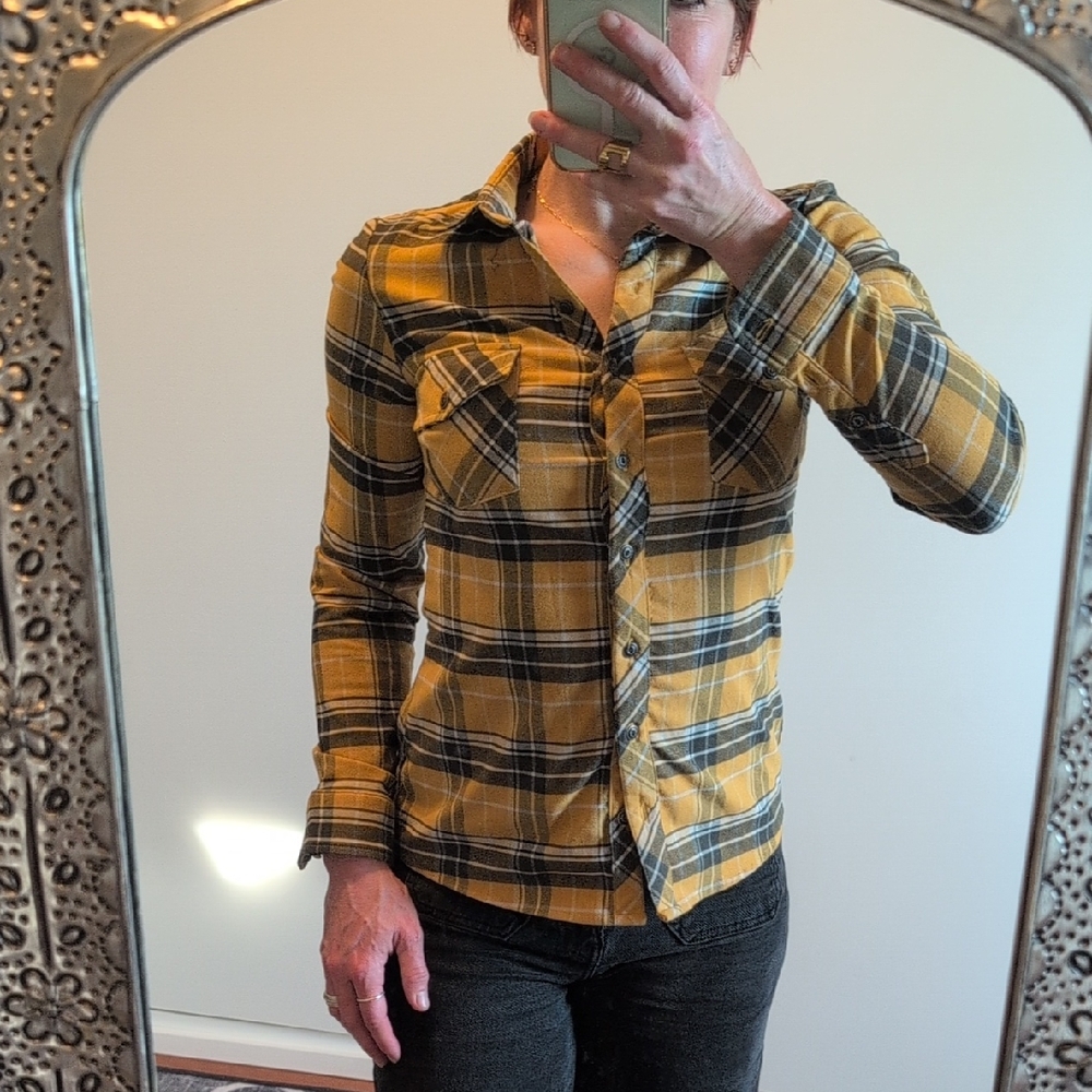 Kuhl Yellow and Black Plaid Men's Shirt